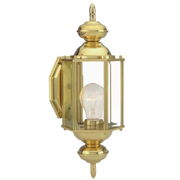 Design House Augusta Solid Brass Outdoor Wall Lantern Sconce