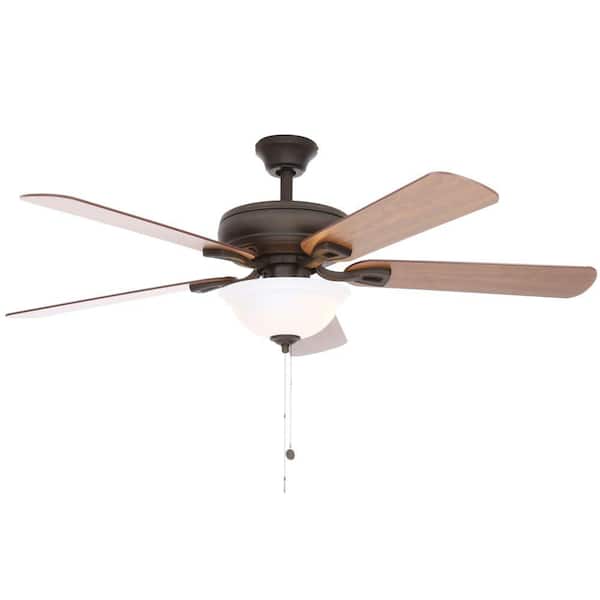 Hampton Bay Rothley 52 in. Indoor Oil-Rubbed Bronze Ceiling Fan with Light Kit and Shatter Resistant Shade