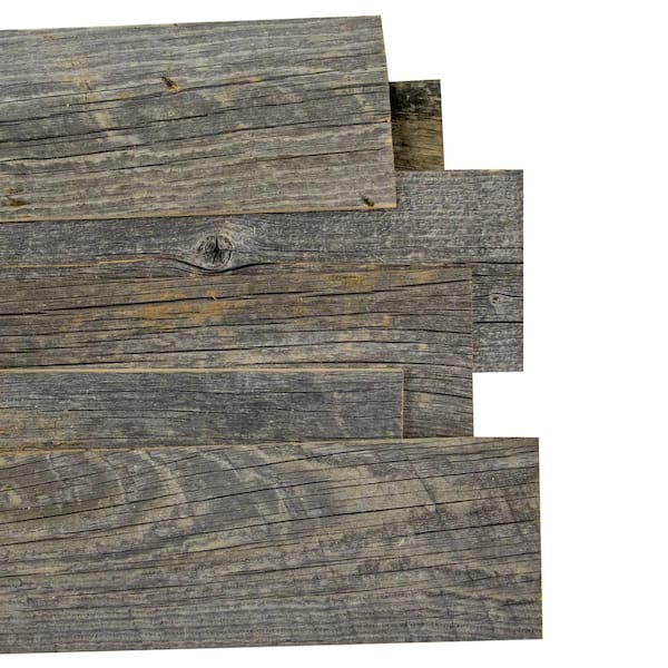 Reborn 1/4 in. x 5 in. Snow - Weathered 100% Reclaimed Wood Wall Paneling (20 sq. ft./box)