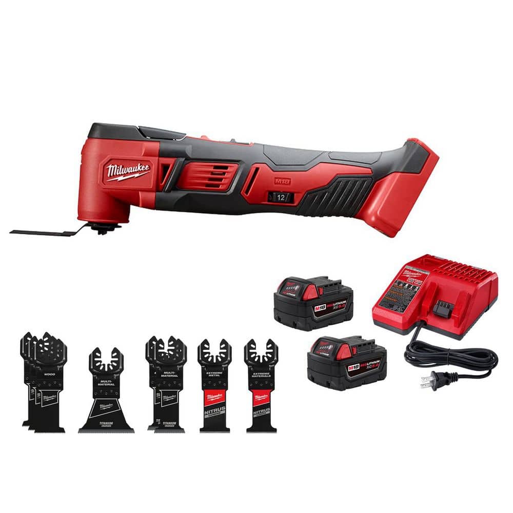 Milwaukee M18 18V Lithium-Ion Cordless Oscillating Multi-Tool w/ (2) 5 ...