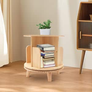 18.1 in. Wide Wood Color 1-Shelf Floor Standing Rotating Bookcase