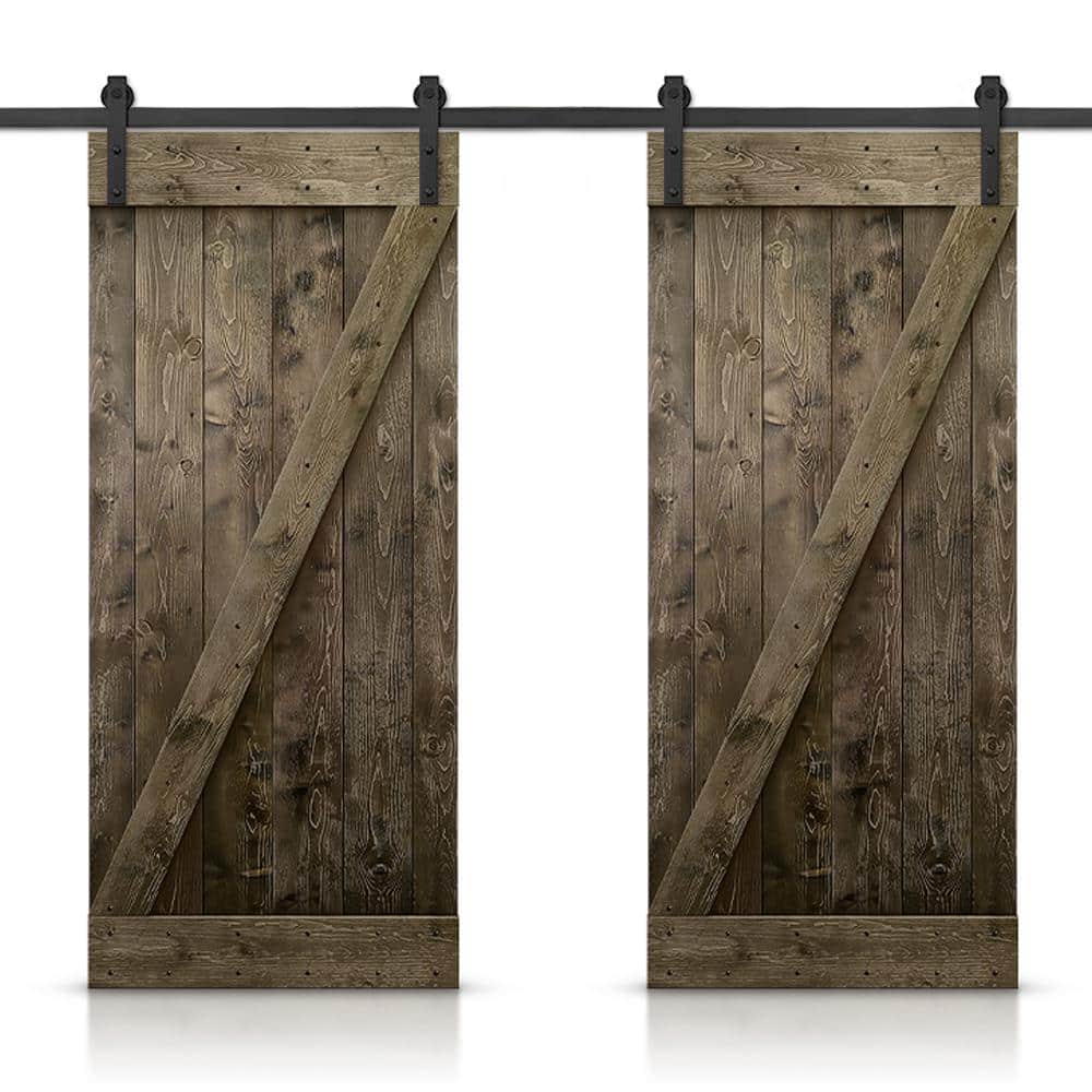Dark Coffee Solid Pine 84'' Barn Door with Hardware Kit