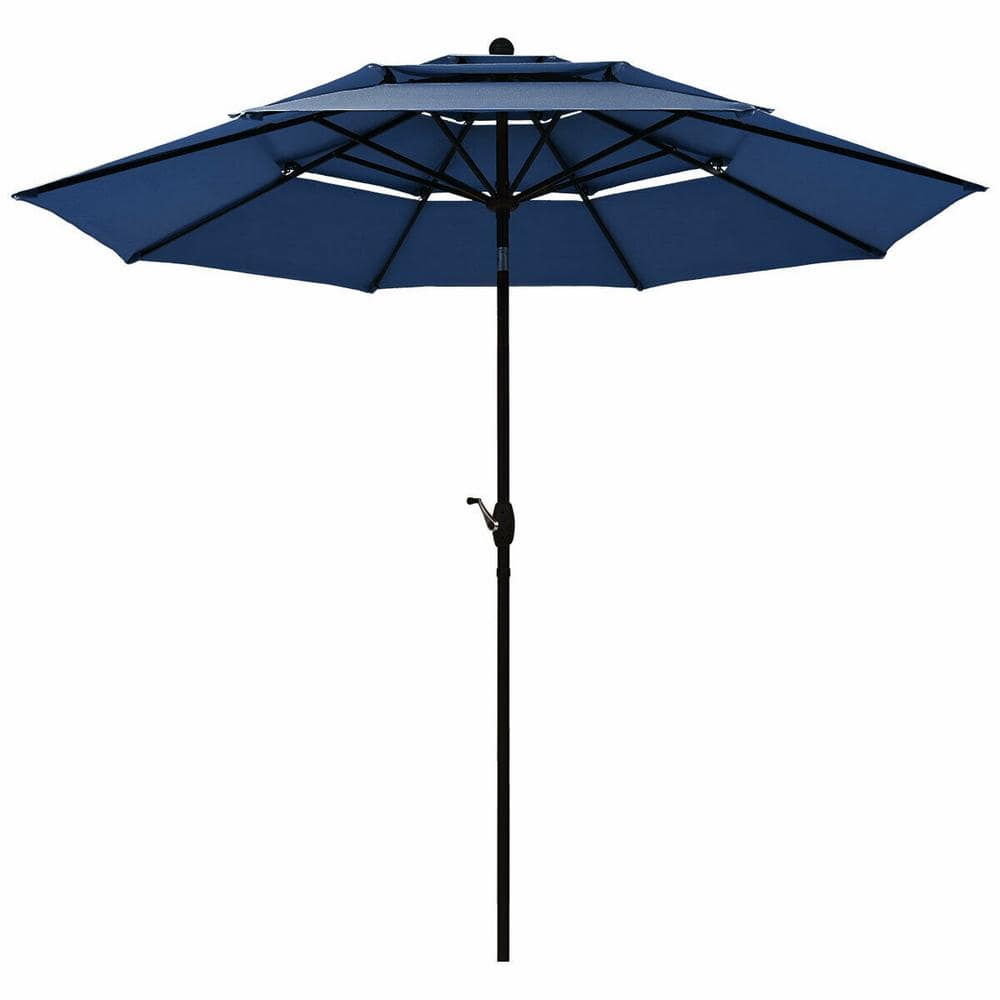 10 ft. Aluminum Market Tilt Patio Umbrella in Navy OP-HWY-3928NY - The ...