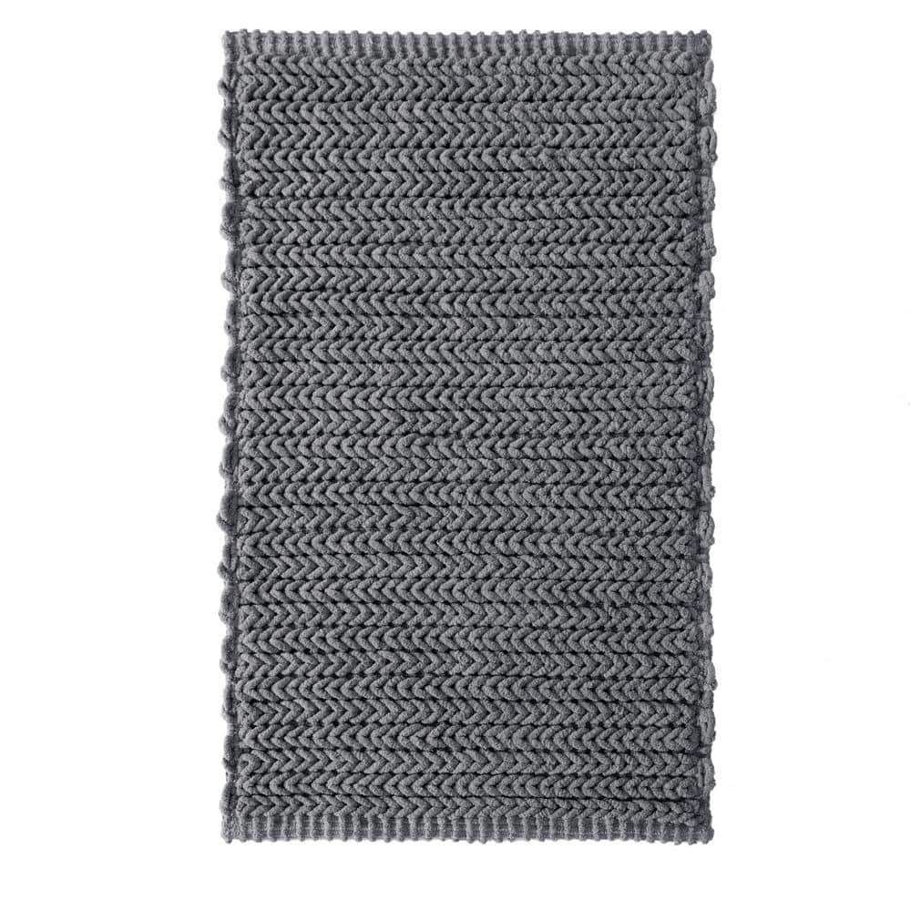 Madison Park Copula 24 in. x 40 in. Charcoal Chenille Chain Stitch 100% ...