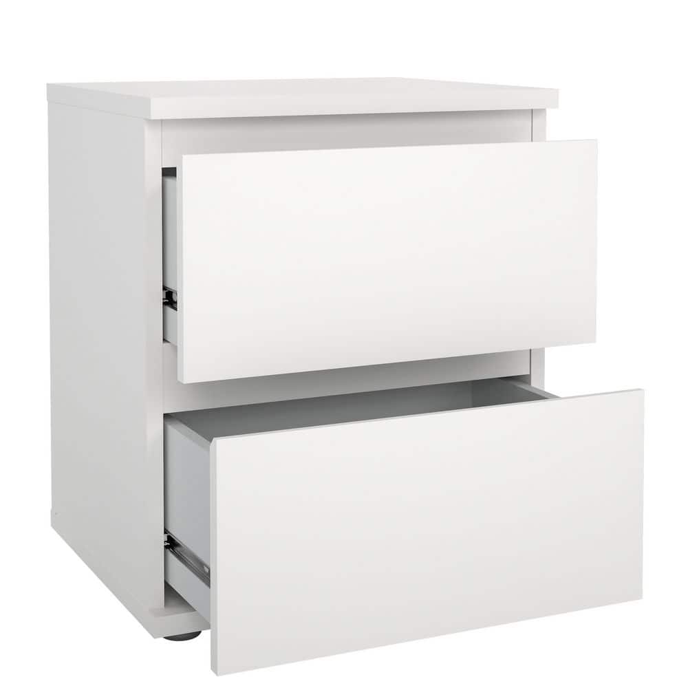 Aurora White 2-Drawer Engineered Wood Nightstand