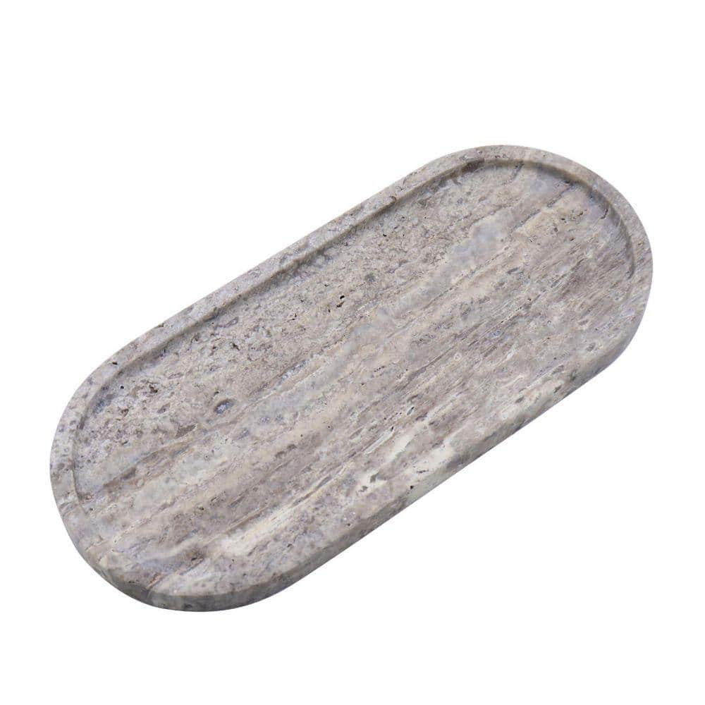 A&B の「Alvada Decorative Marble トレー Gray Series White Oval Marble 11.81 Decorative Tray 1 LX0506 - The