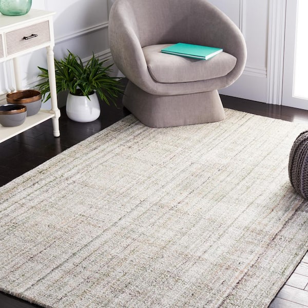 Abstract Green/Sage 4 ft. x 6 ft. Distressed Striped Area Rug