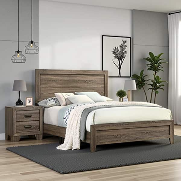 Eastern White Wood Frame King Size Panel Bed with Headboard