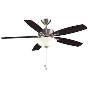 Aire Deluxe 52 in. Brushed Nickel Ceiling Fan with Cherry/Dark Walnut Blades and LED Bowl Light Kit