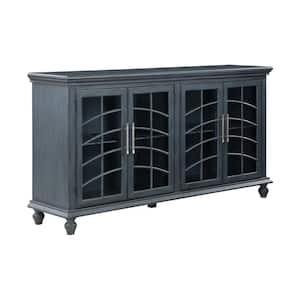 Shutter Grey Wood Top 72 in. Credenza with Four Doors