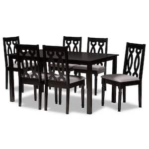 Cherese 7-Piece Grey and Dark Brown Dining Set