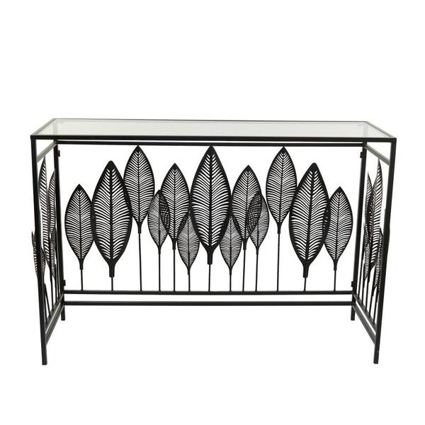 Litton Lane 44 in. Black Extra Large Rectangle Metal Leaf