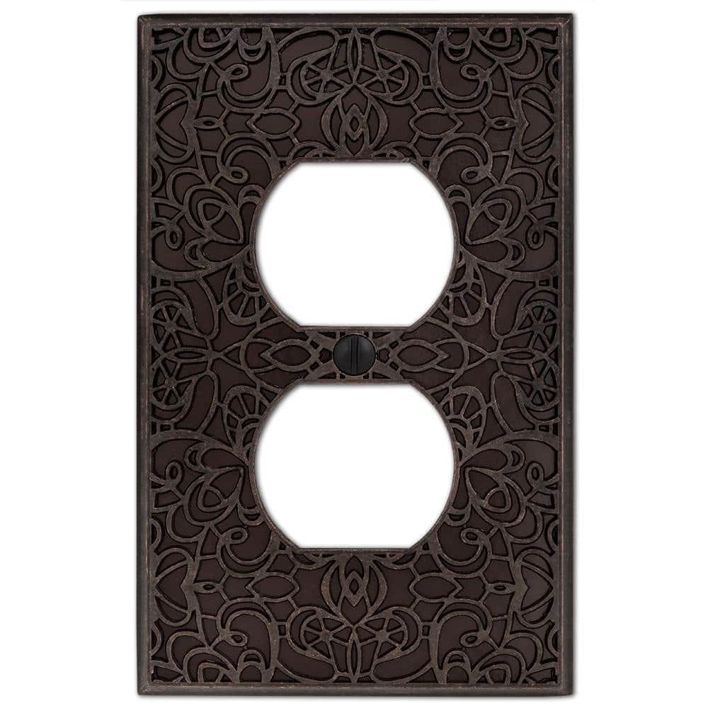 Aged Bronze Decorative Metal Single Duplex Wall Plate
