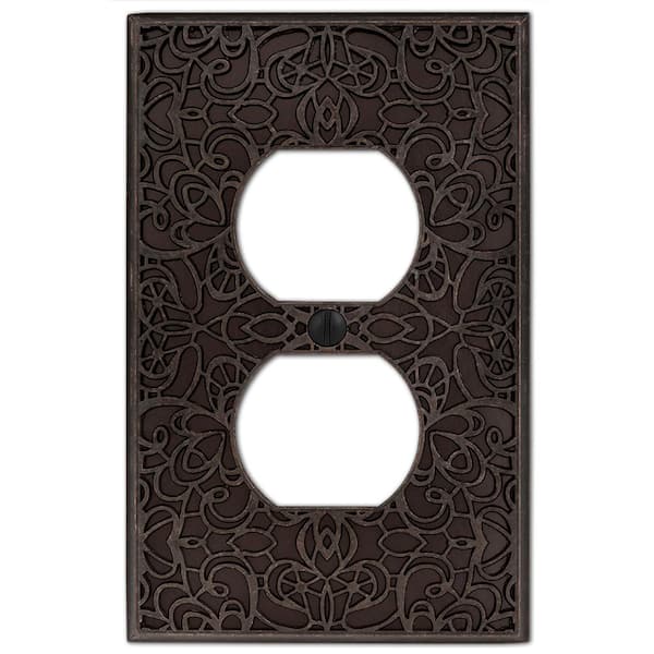 AMERELLE Momfort 1 Gang Duplex Metal Wall Plate - Aged Bronze
