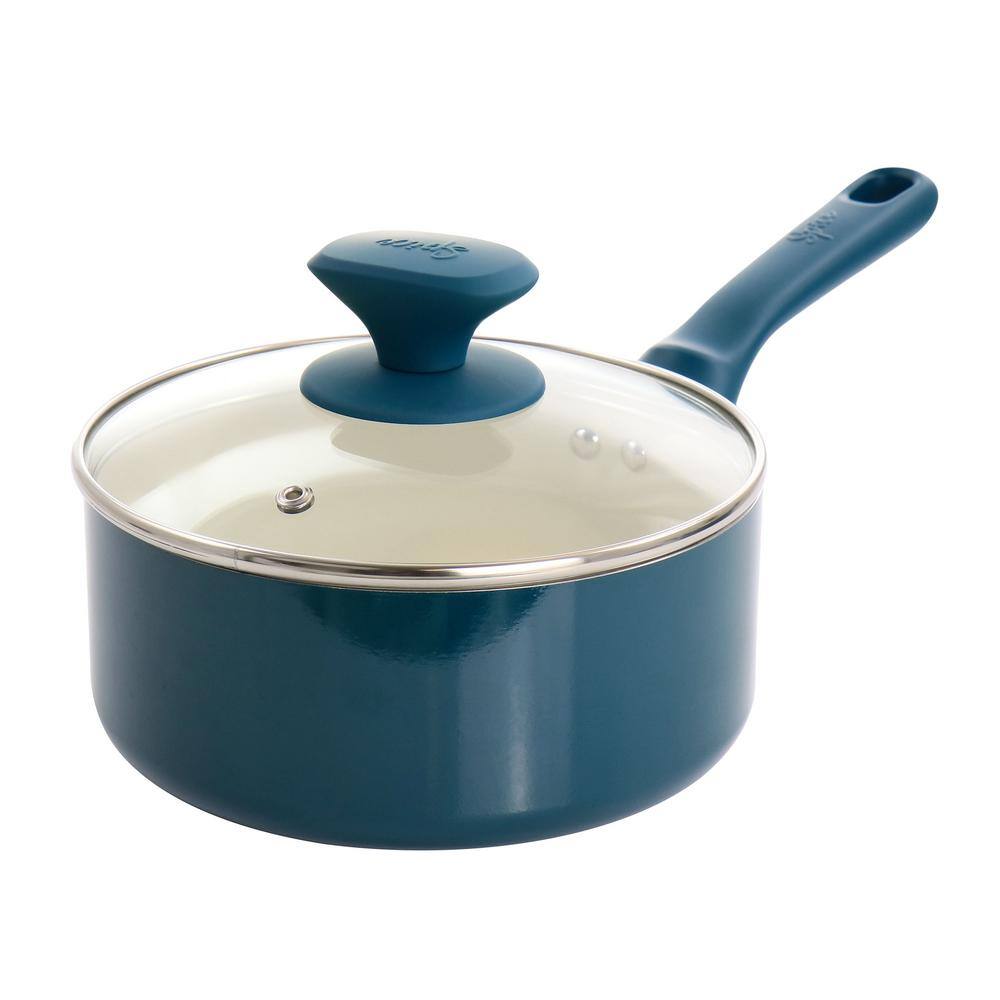 Teal 7-Piece Nonstick Aluminum Cookware Set with Nylon Utensils