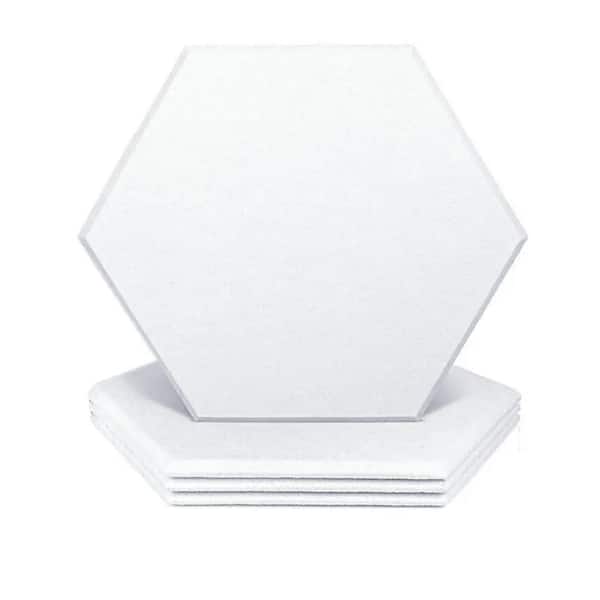 Wellco 0.4 in. x 14 in. x 12 in. Fabric Hexagon Self-Adhesive Sound Absorbing Acoustic Panels in White (12-Pack)