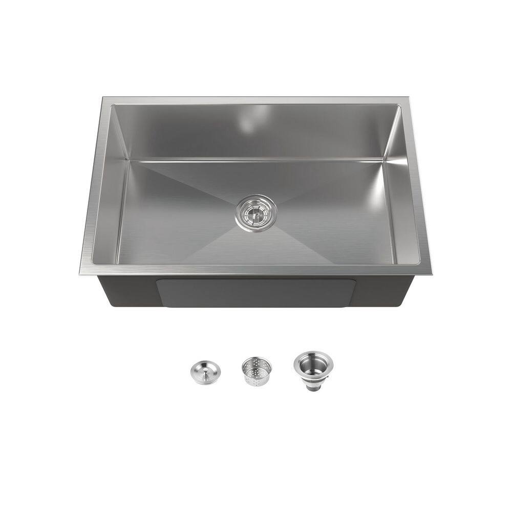 30 in. Undermount Singel Bowl 20-Gauge Brushed Nickel Stainless Steel Kitchen Sink with Drain price history on PriceWatchPro