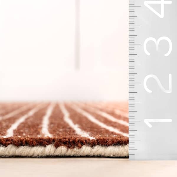 Melrose Checked Wool Chestnut 8 ft. x 10 ft. Indoor/Outdoor Patio Rug