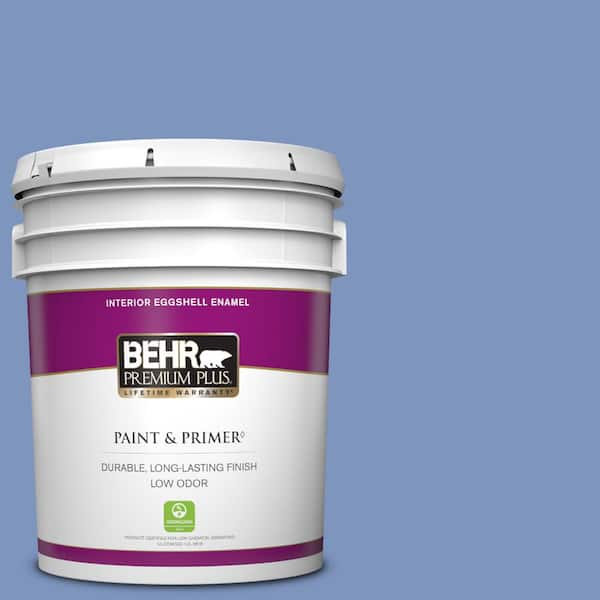 BEHR PREMIUM PLUS 5 gal. #M540-5 Blue Satin Eggshell Enamel Low Odor Interior Paint & Primer