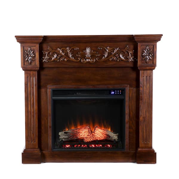 Southern Enterprises Peratte 44.5 in. Touch Panel Electric Fireplace in Rich Espresso