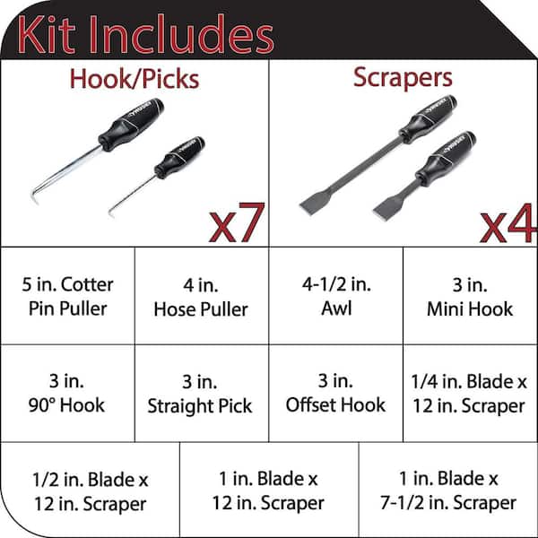 Precision Scraper Hook and Pick Set Removal Tool 9pcs Set. — JM