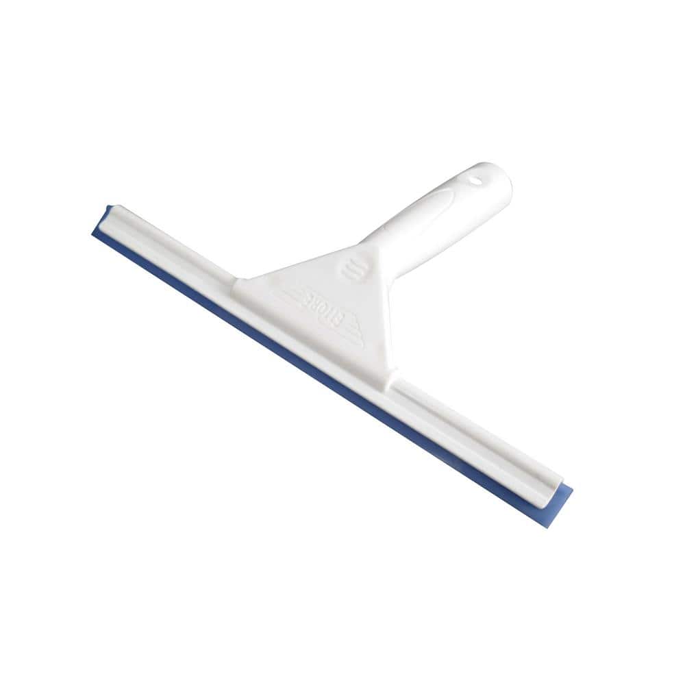 White and Blue Plastic 11" Shower Squeegee with Handle