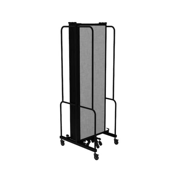 HAMPDEN FURNISHINGS Otis Collection Portable Room Divider, 7 Grey Panels, Black Frame