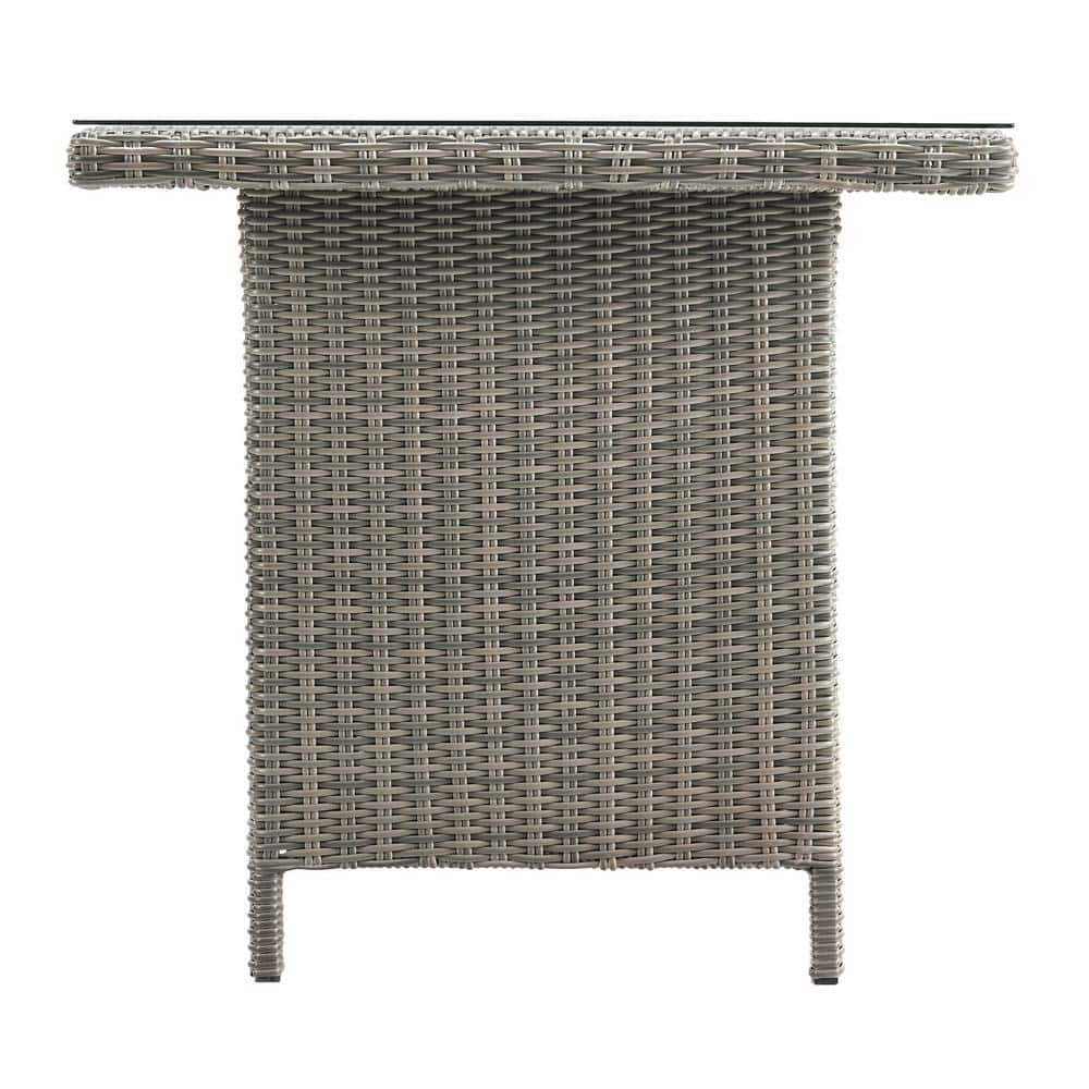 Gray Wicker 3-Piece Outdoor Dining Set with Glass Top Table