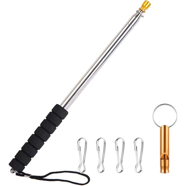 9.8ft Telescopic Flag Pole Stainless Steel Portable Extendable with Anti-Slip Grip Clips Whistle for Tour Guide Festival