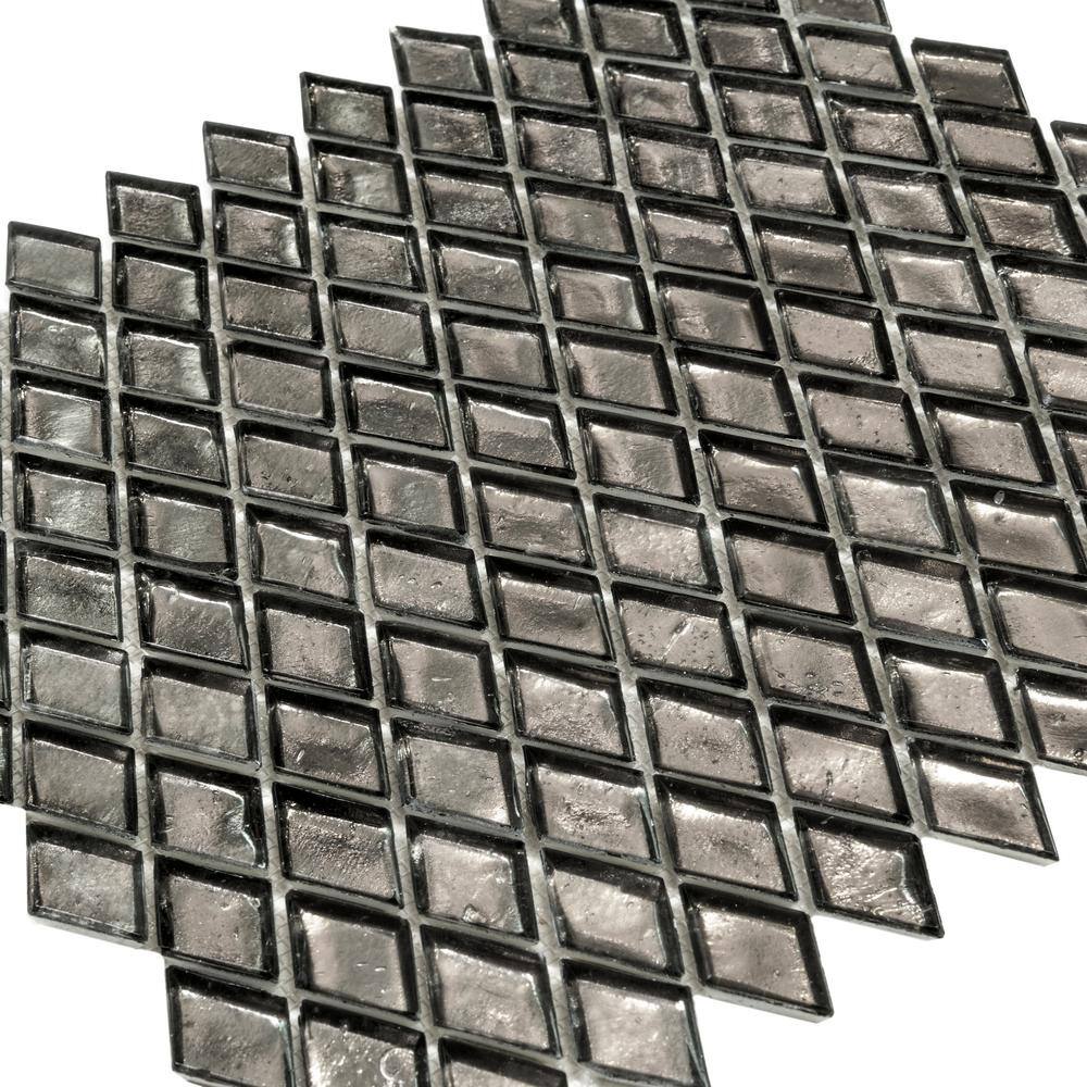 Gray Diamond Glossy Glass Mosaic Floor and Wall Tile