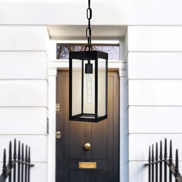Windsor 19 in. 1-Light Black Outdoor Pendant Light