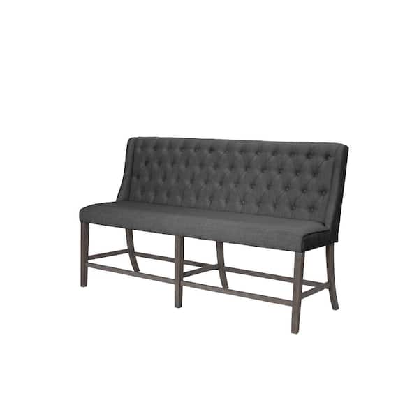 Best Quality Furniture Fabiola 70 in. Gray Linen Fabric Bench