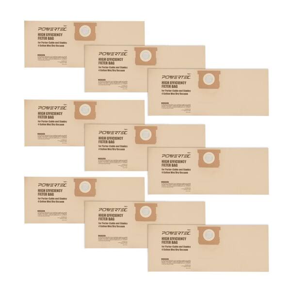 10 Pack Vacuum Filter Bags Replacement for Porter-Cable PCX18301-4B and Stanley SL18301-3B 4 Gallon Wet/Dry Vacuum Replace Part 25-1238