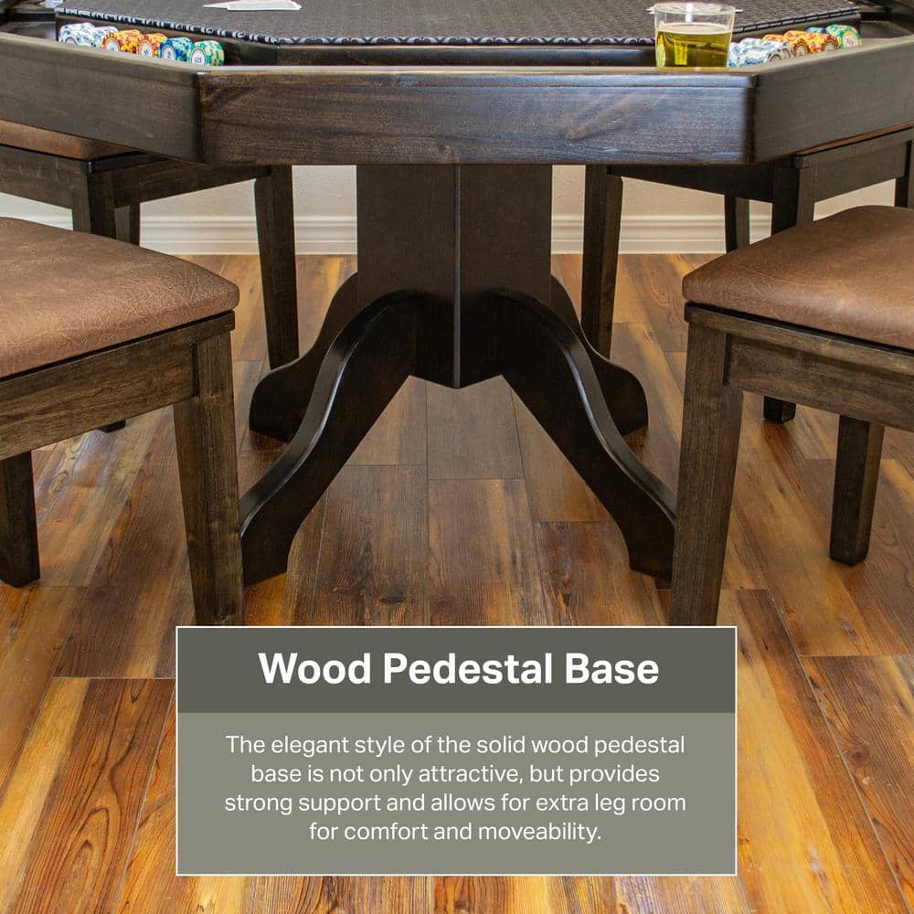 Mocha Knotty Alder 54" Square Poker Table with Stainless Steel Cup Holders