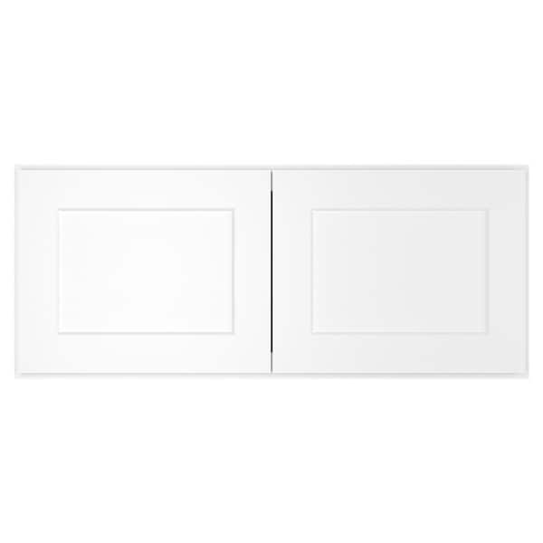 HOMEIBRO Newport Shaker White Ready to Assemble Wall Cabinet with 2-Doors (36 in. W x 15 in. H x 12 in. D)