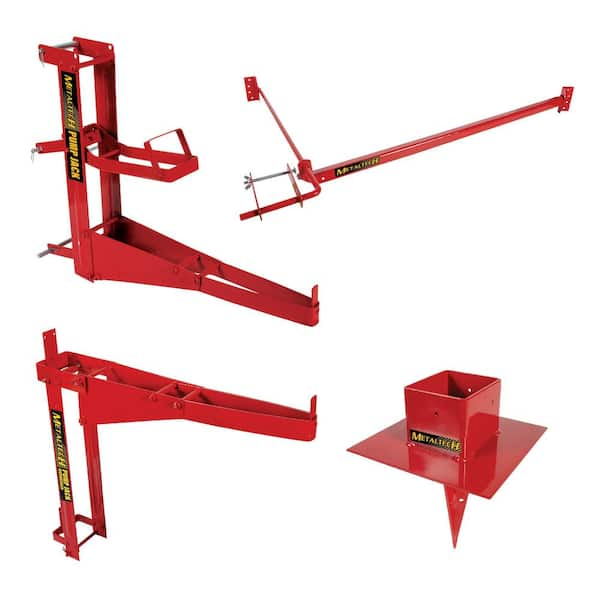 30 ft. Steel Pump Jack Scaffolding System Single-Pole Kit with Workbench, Brace, and Pole Anchor