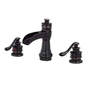 8 in. Waterfall Widespread 2-Handle Bathroom Faucet in Oil Rubbed Bronze