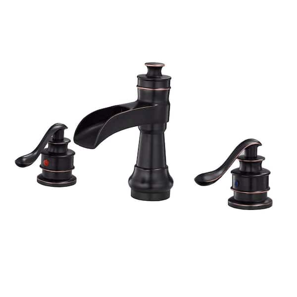 BWE 8 in. Waterfall Widespread 2-Handle Bathroom Faucet in Oil Rubbed Bronze