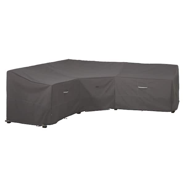 Classic Accessories Ravenna 115 in. L x 32.5 in. D x 31 in. H Dark Taupe Water-Resistant Patio V-Shaped Sectional Lounge Set Cover