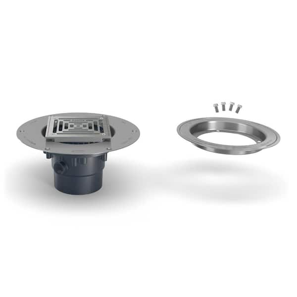 Zurn 5 in. Square Slab On Grade with Stainless Steel Strainer and PVC Body Floor Drain
