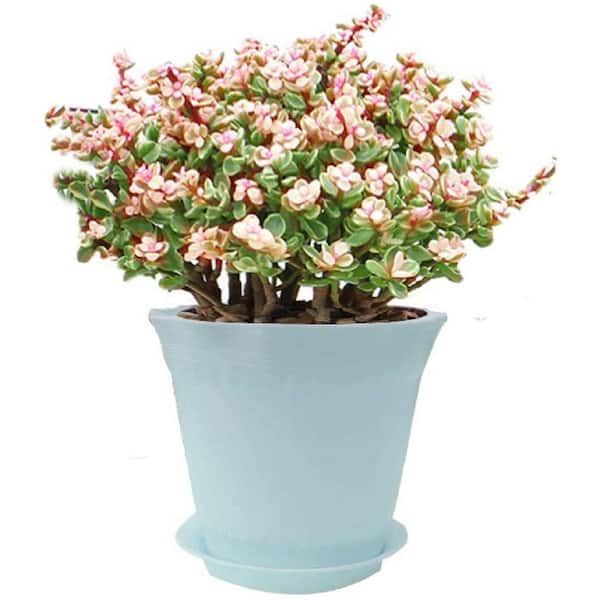 8 in. x 8 in. x 28 in. Green Round Flowerpot with 18 in. Iron Flower Trellis