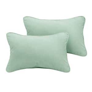 Sunbrella Canvas Spa Green Rectangular Outdoor Corded Lumbar Pillows (2-Pack)