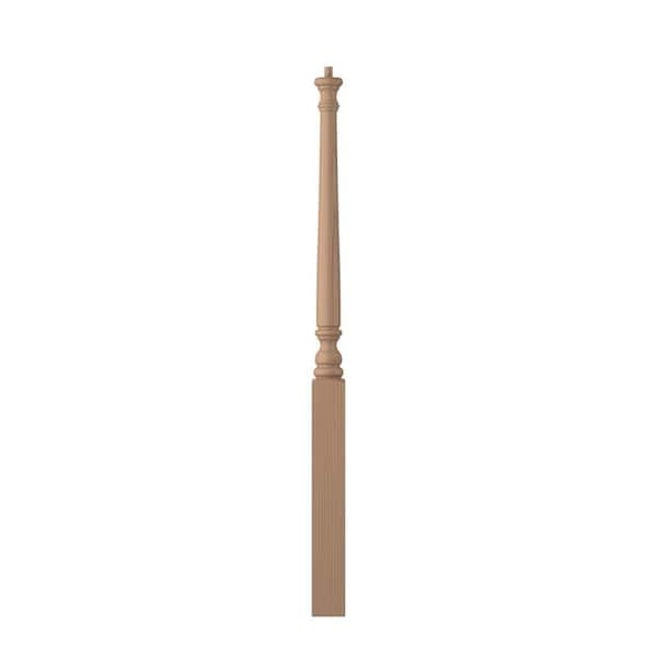 L. J. SMITH STAIR SYSTEMS 3 in. D x 3 in. W x 50 in. L Unfinished Poplar Wood Long Utility Pin Top Newel