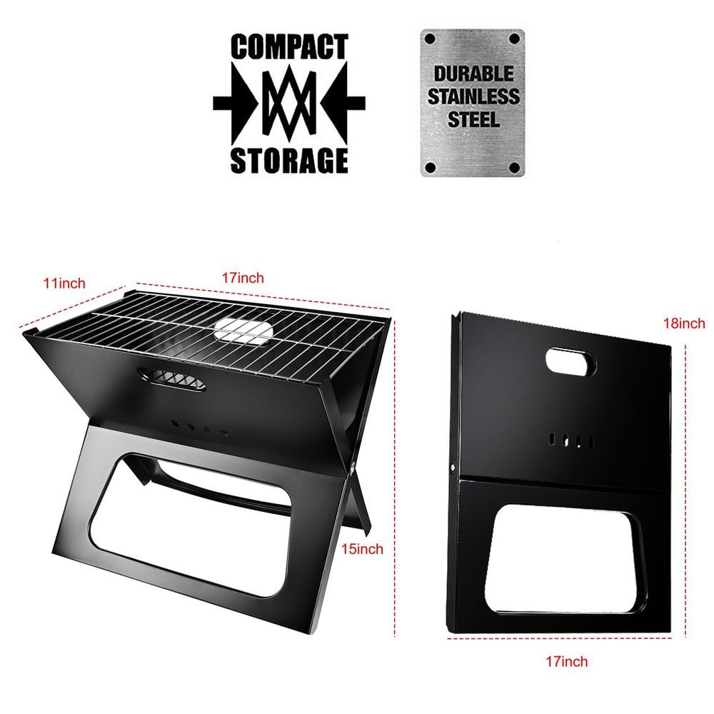 Portable Black Iron Foldable Charcoal BBQ Grill