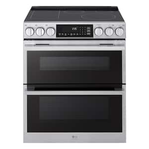 Studio 30 in. 5-Burner Elements Smart Double Oven Slide in Range in PrintProof Stainless Steel with Probake Convection