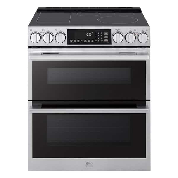 Studio 30 in. 5-Burner Elements Smart Double Oven Slide in Range in PrintProof Stainless Steel with Probake Convection