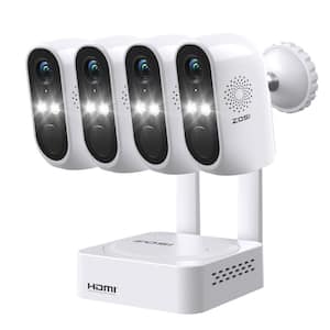 4PCS Wireless 3MP 2K Outdoor Security Cameras with Base Station and 64GB Storage, PIR Detection, 2-Way Audio