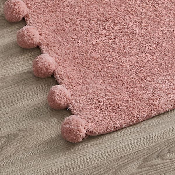 So Fresh 24 in. x 60 in. Blush Typography Polyester Rectangle Bath Rug Runner