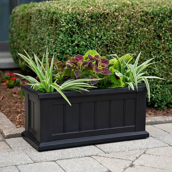 Cape Cod 24 in. x 11 in. Self-Watering Black Polyethylene Planter