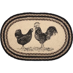 Sawyer Mill Poultry 12 in. W x 18 in. L Beige/Cream Bleached White Asphalt Grey Taupe Jute Oval Placemat (Set of 6)